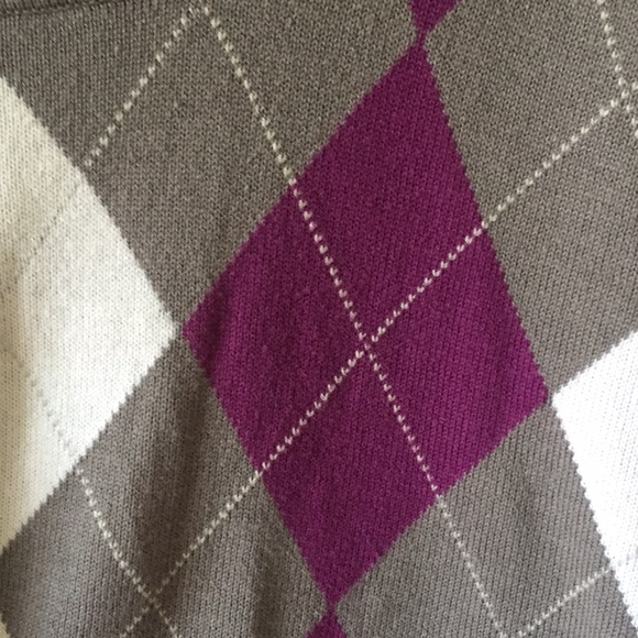 Argyle Sweater - Grey/Purple/White Scoop neckline - Picture 3 of 6